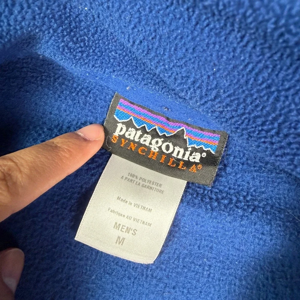 Patagonia Synchilla Micro D Fleece Sweater Mens M Blue 1/4 Zip Pullover